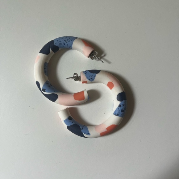 Australian made Clay Terrazzo Chunky Hoop Earrings - Picture 1 of 2